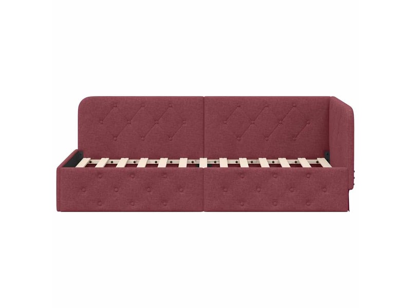  Lit simple- lit adulte -  cadre de lit d'angle bordeaux 80 x 200 cm tissu  - Conforama D