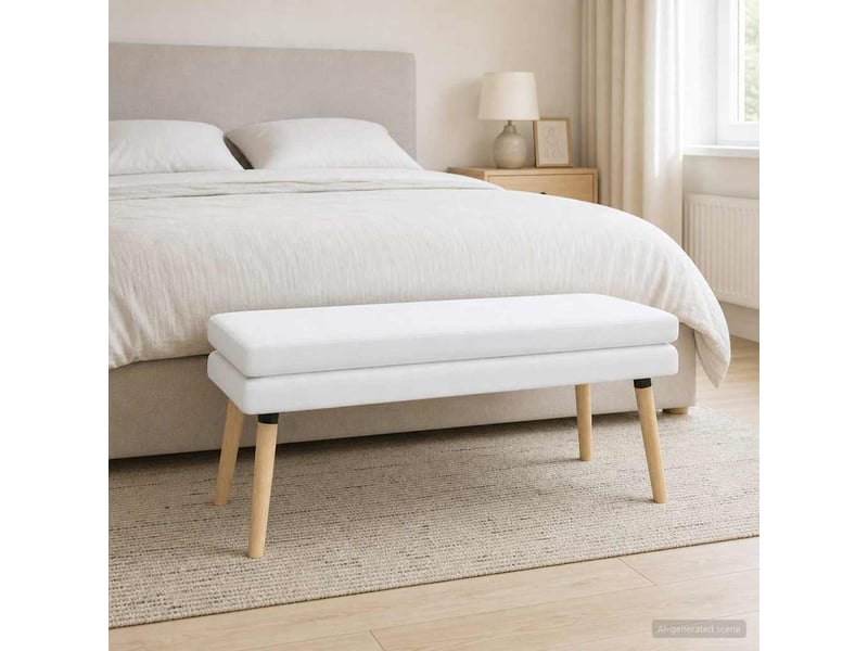  Banc d'entrée, banc à double couche blanc 110x40x47 cm tissu  - Conforama C