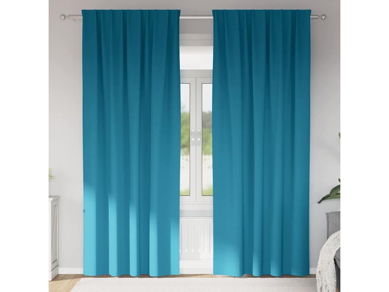  Lot de 2 rideaux occultants, rideaux black-out avec anneaux turquoise 225 x 140 cm cf44799  - Conforama B