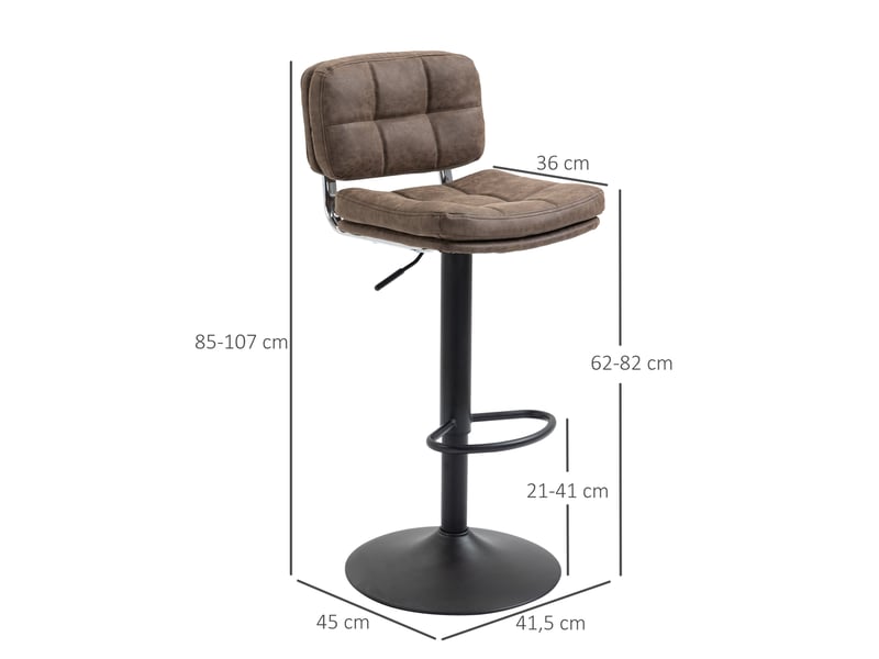  Lot de 2 tabourets de bar vintage capitonné - pivotant, réglable - repose-pied - revêtement synthétique marron  - Conforama E