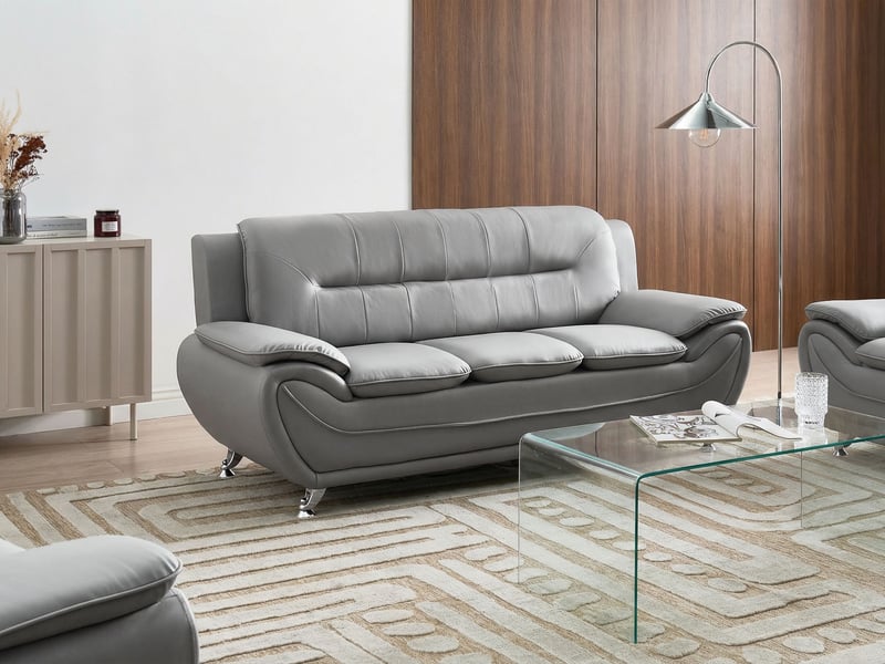 Canapé 3 places leira cuir pu gris - Conforama B