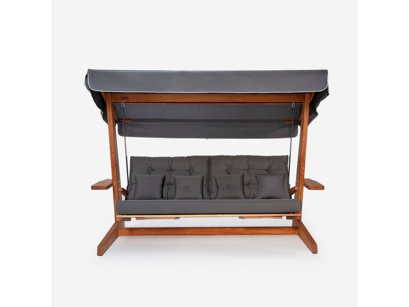  Balancelle de jardin en bois avec toit luna deluxe - anthracite  - Conforama C