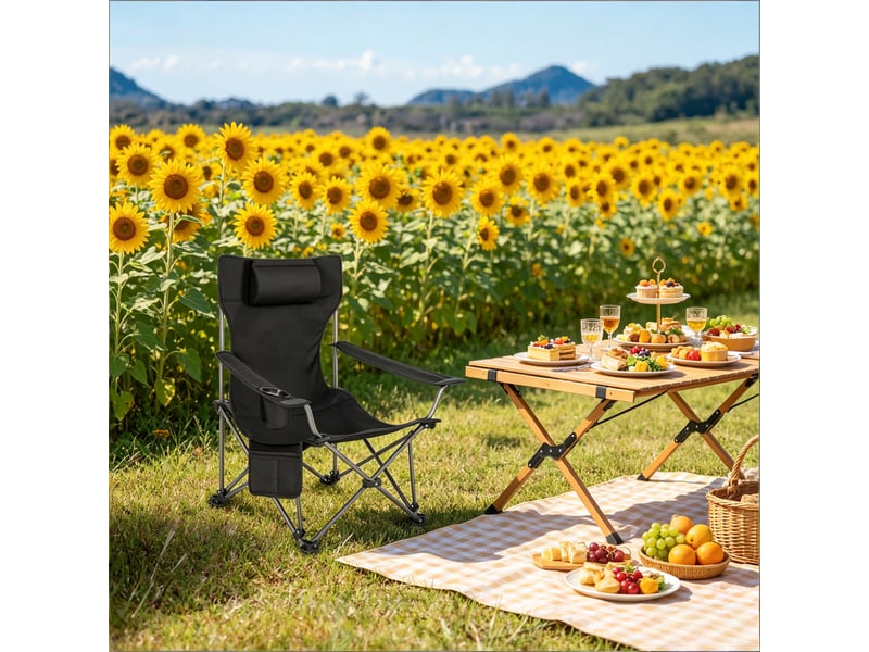 Chaise de camping pliante ergonomique avec repose-pieds extensible, portable - Conforama B