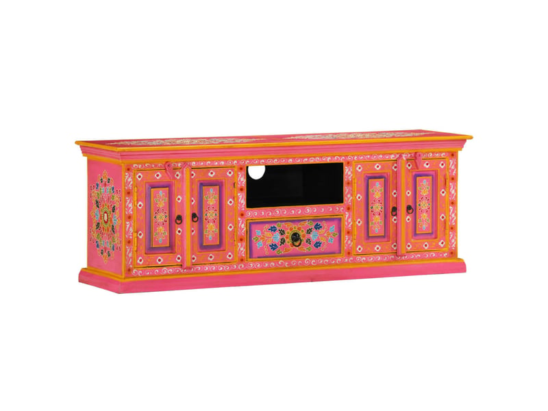  Meuble tv - banc tv - meuble de rangement rose 110x30x40 cm bois massif de manguier  - Conforama B