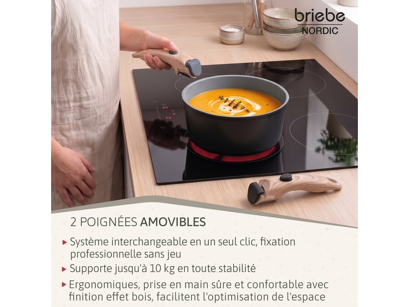  Batterie de cuisine induction céramique poignée amovible set 13 pièces  , briebe, kb1220blk, , noir  - Conforama E