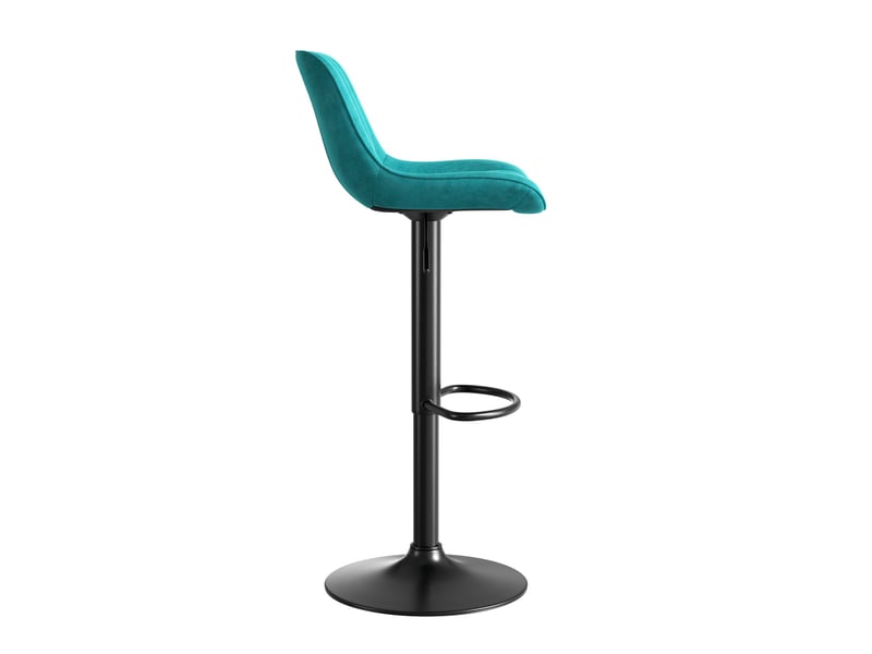  Chaise de bar pivotante réglable en hauteur avec dossier ergonomique en velours bleu  - Conforama E