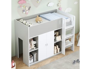 Lit mezzanine 90x200 cm REDOM coloris gris