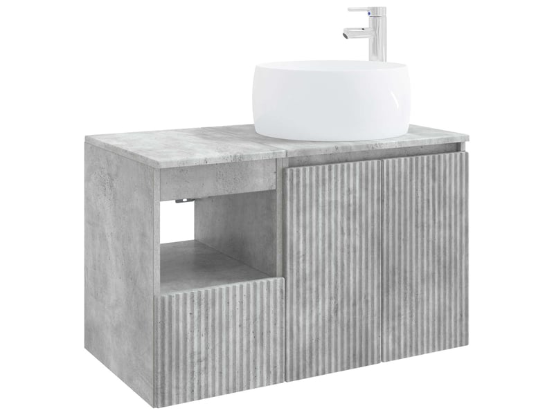 Ensemble de mobilier de salle de bain 2 pc gris béton cf64156 - Conforama A