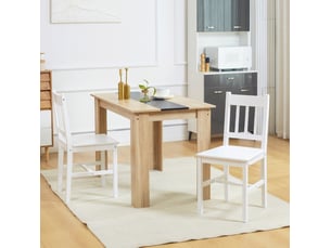 Lot de 2 chaises de salle à manger en bois 41 x 46,5 x 85,5 cm, blanches, dossier ouvert, structure stable