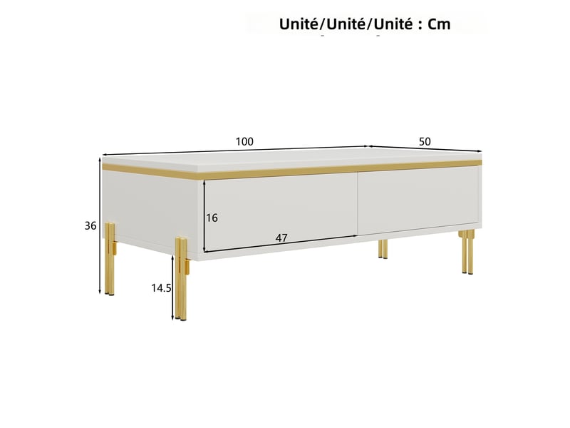  Ensemble meuble tv et table basse blanc 170x38x50 cm et 100x50x36 cm panneaux particules finition laquée rangement evarich - Conforama C