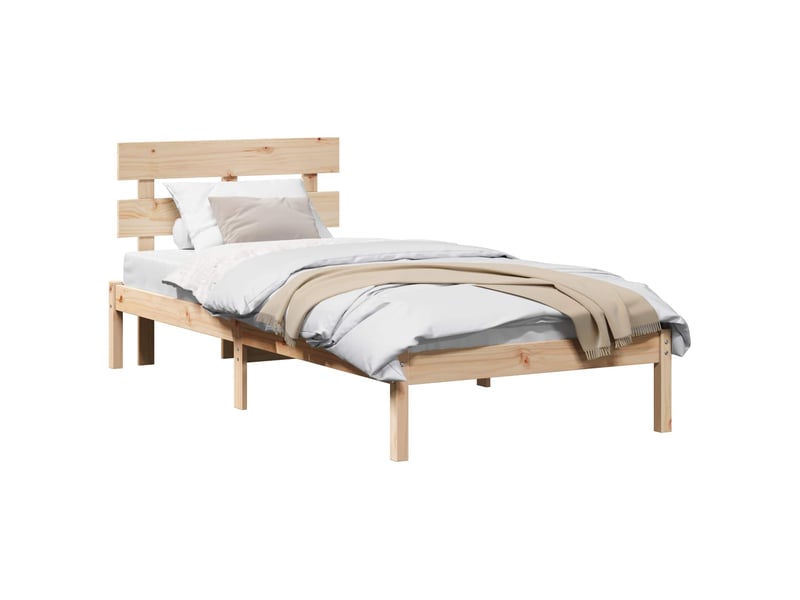 Lit simple- lit adulte - cadre de lit marron 80 x 200 cm bois de pin massif - Conforama A
