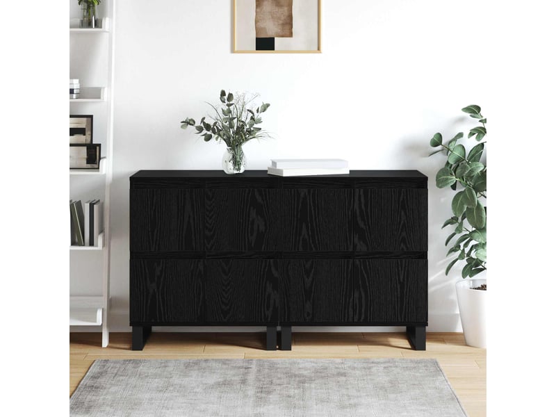  Buffet - bahut - meuble de rangement 2 pc chêne noir 60 x 35 x 70 cm  - Conforama D