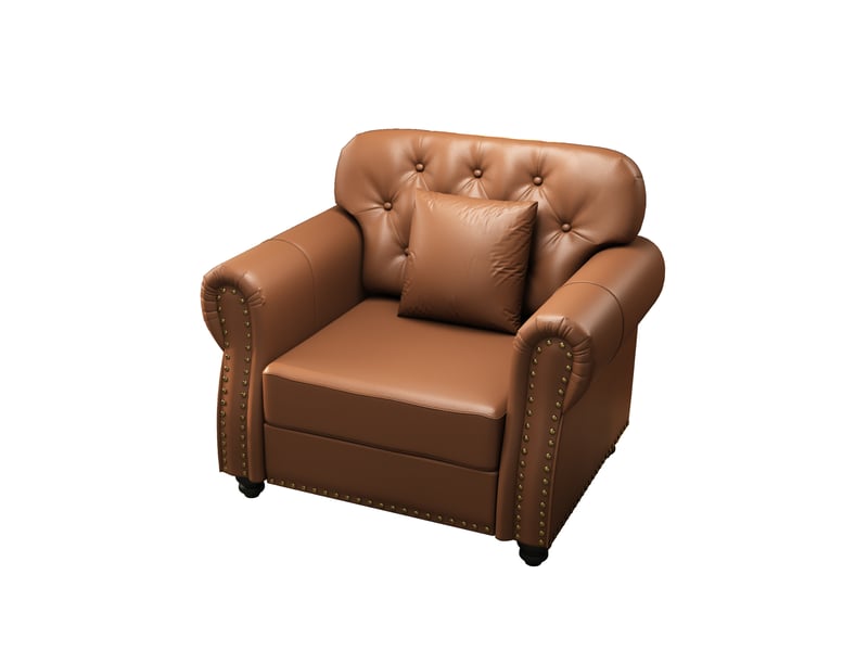 Fauteuil individuel chesterfield duboisdesign simili cuir marron 105×76×86 cm - Conforama A