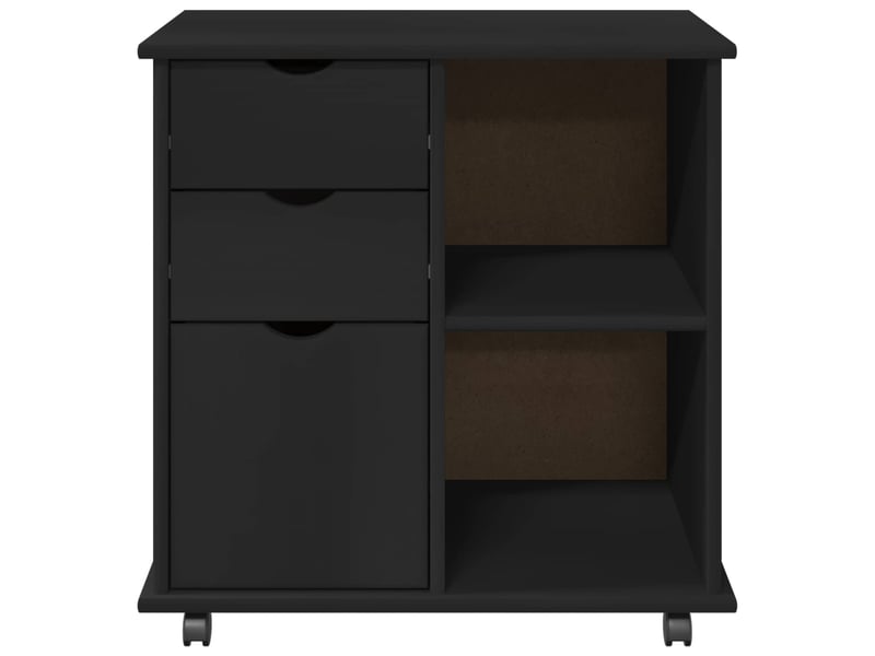  Caisson roulant de bureau 63,5 x 39 x 65,5 cm bois de pin massif noir shl5329  - Conforama E