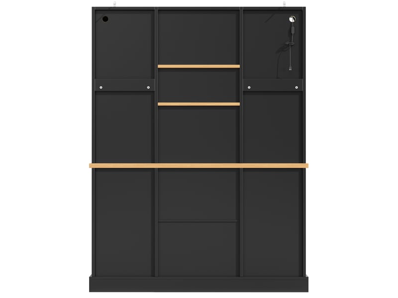  Buffet de cuisine led 140x40x185 cm, 3 tiroirs 4 portes et étagères réglables, mdf noir  - Conforama E