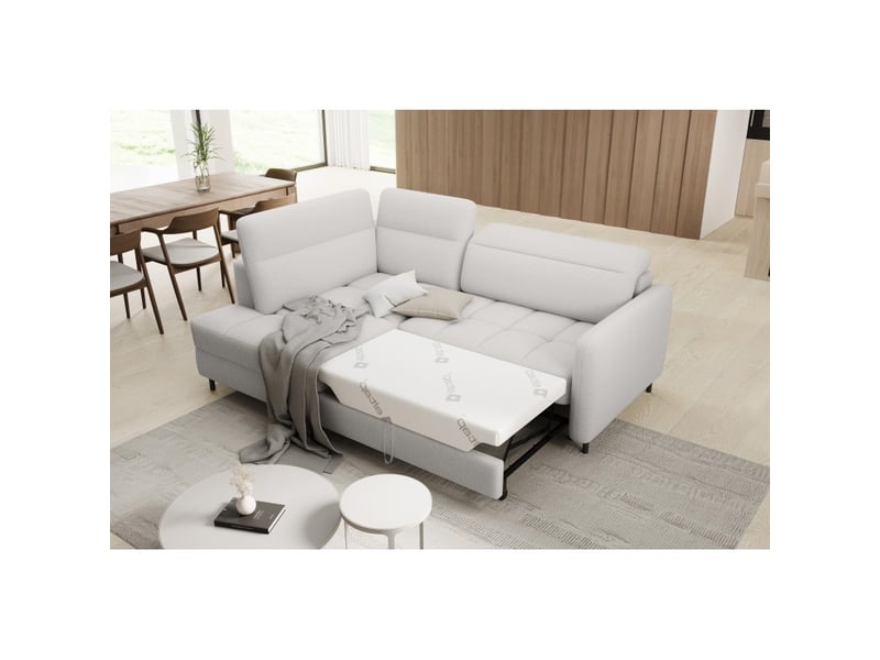 Canapé d'angle gauche convertible barnea 208 cm blanc avec rangement - Conforama B