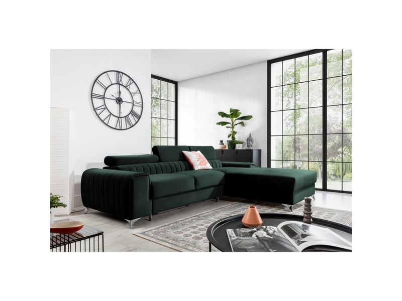  Canapé d'angle droit vert foncé convertible 3 places jayson dossier profilé  - Conforama E