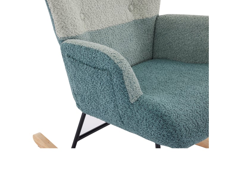  Fauteuil à bascule avec repose-pieds 83 x 65,5 x 95 cm multicolore, tissu bouclette et poche latérale  - Conforama E