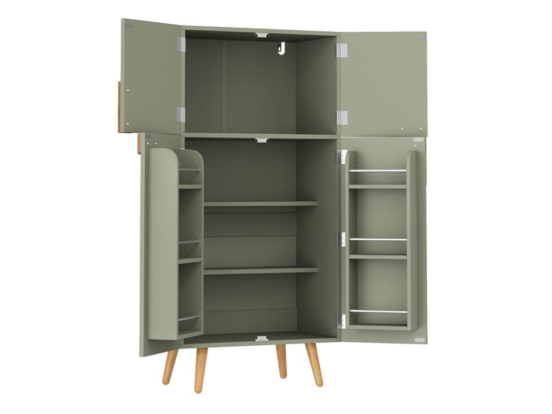  Armoire de cuisine 4 portes avec étagères réglables 60x35x120 cm vert mdf  - Conforama D