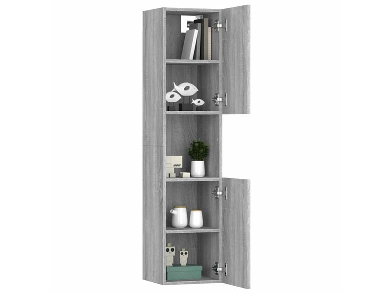  Amoire de salle de bain, meuble de rangement sonoma gris 30x30x130 cm bois d'ingénierie  - Conforama E