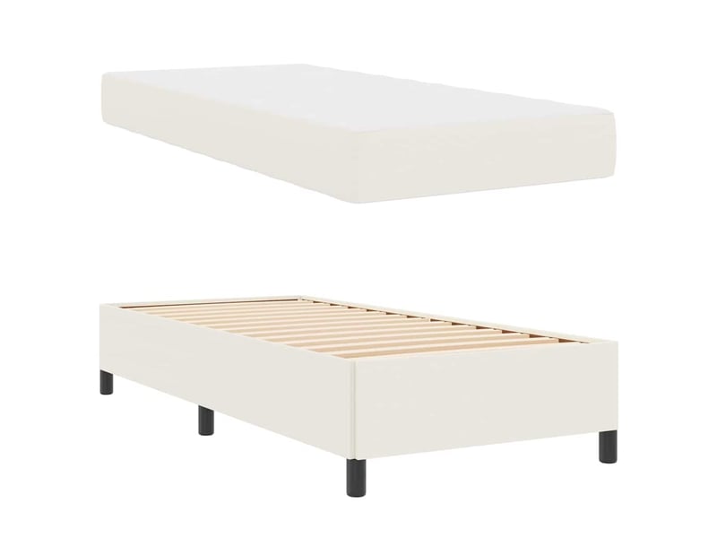  Lit simple- lit adulte -  cadre de lit avec matelas crème 80 x 200 cm tissu  - Conforama C