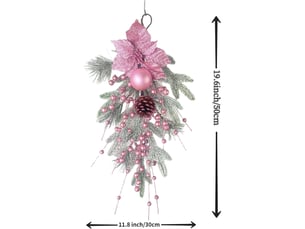 Couronne de noël rose 55cm avec boules décoratives – pour porte, fenêtre et cheminée