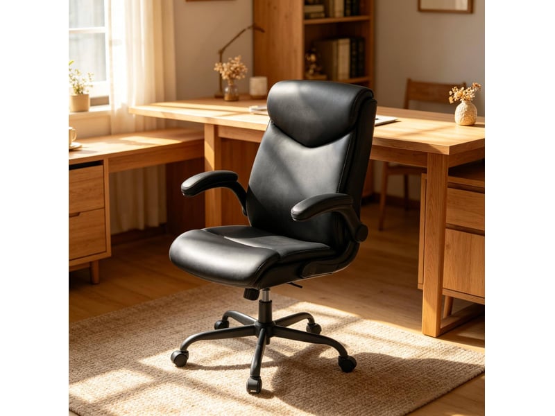  Chaise de bureau pivotante 47x50x113 cm réglable métal polyuréthane (pu) noir  - Conforama B