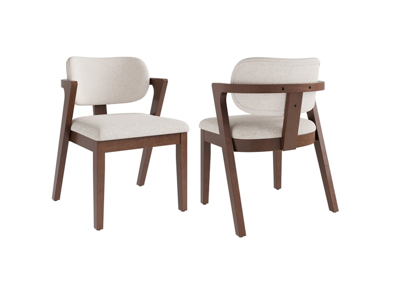  Lot de 2 chaises de salle à manger 56x57,5x79 cm noyer et beige avoine  - Conforama A