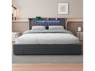 Lit coffre 160x200 cm MODFU   coloris gris