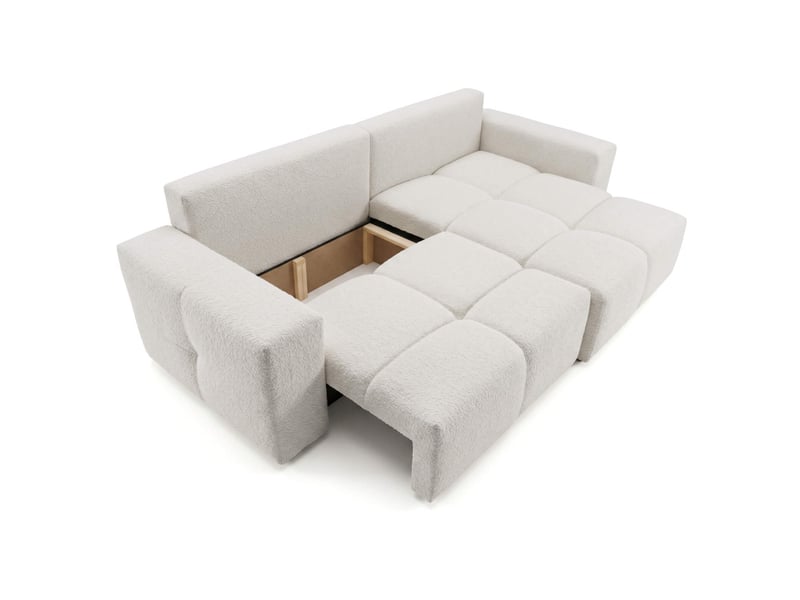  Celine - canapé d'angle convertible et réversible 4 places en bouclette  - Conforama D