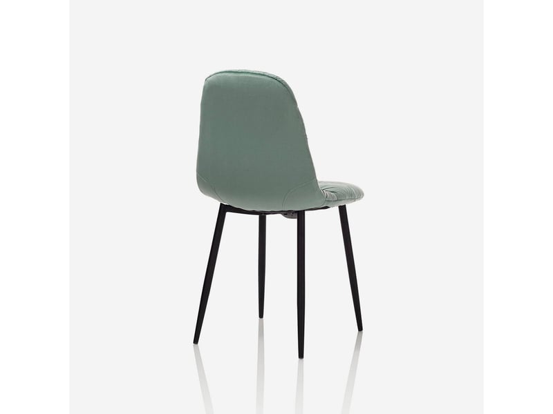  Lot de 4 chaises capitonnées en velours avec pieds métalliques marta - vert foncé  - Conforama D