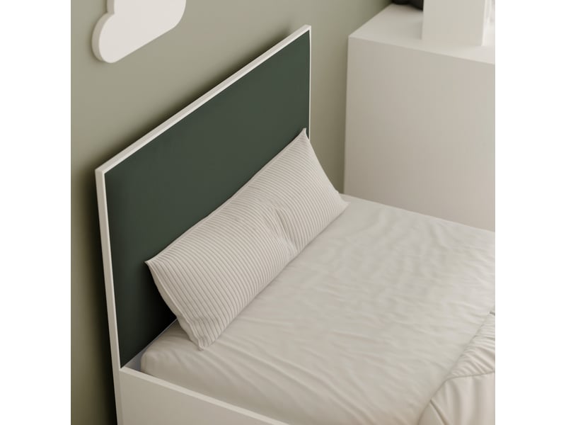  Lit coffre sashi - 90x200 cm - avec matelas - tissu velours - blanc vert SASHI - Conforama D