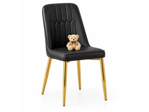 Chaise de salle à manger rembourrée, pieds métalliques antidérapants, similicuir pu noir et or