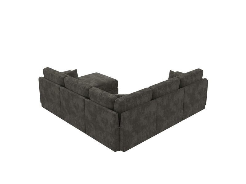  Canapé d'angle modulable 6 places en tissu chenille gris avec ports usb et type c porte-gobelets et rangement 7 coussins inclus  - Conforama D