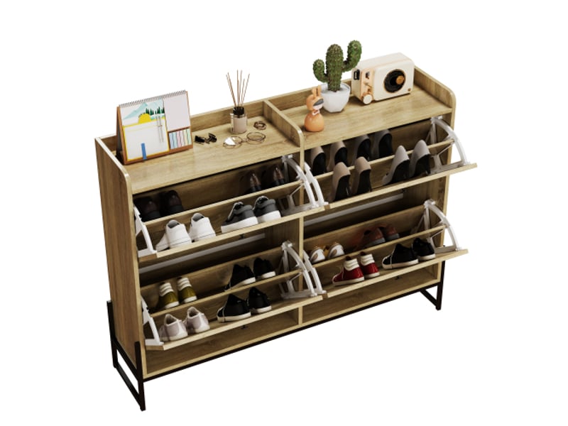  Armoire à chaussures - truxen8 - 4 volets - sécurité - design moderne - pe-rattan 118x25x91.5cm - Conforama A