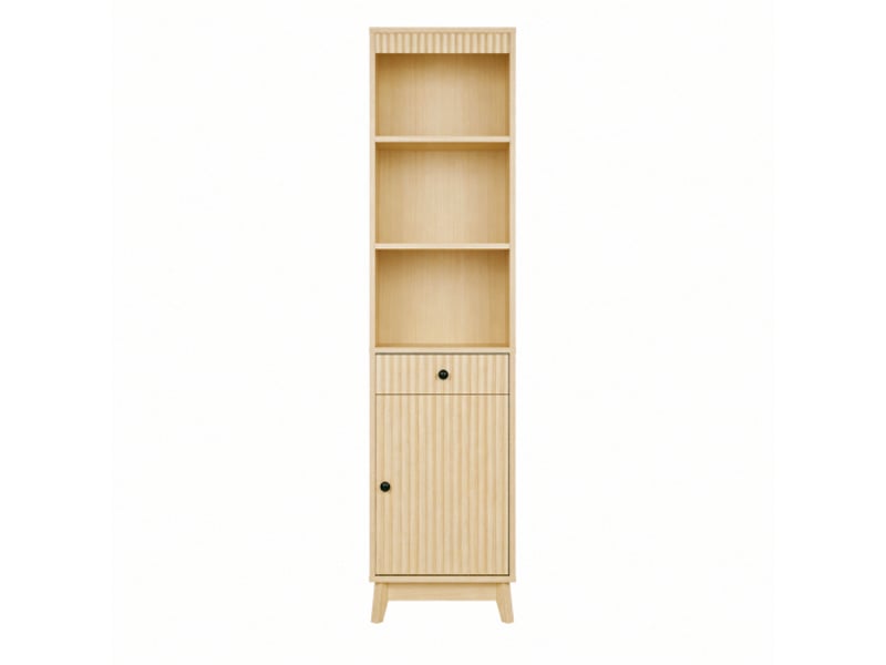  Colonne salle de bain meuble de rangement 40x36x172cm mdf bois naturel  - Conforama W