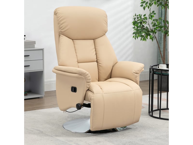  Fauteuil inclinable pivotant en pu beige 78x80x109 cm  - Conforama B