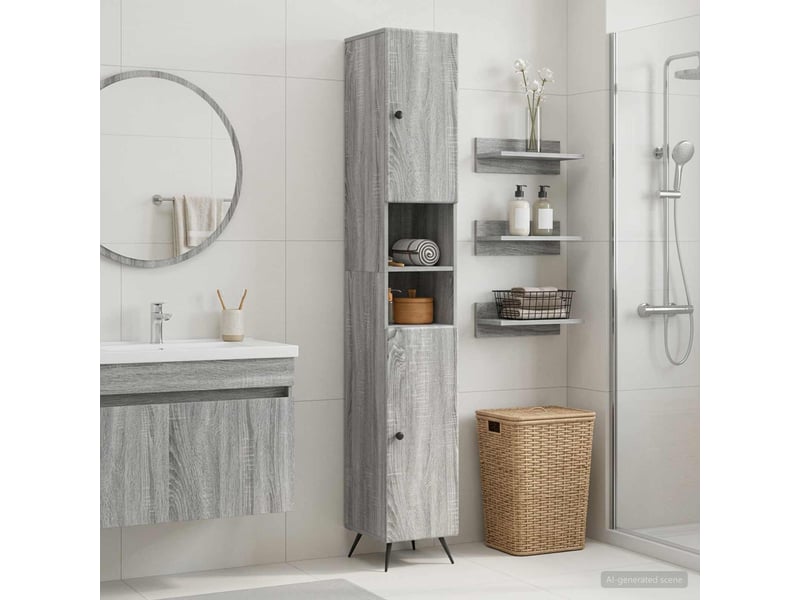  Colonne de salle de bain avec étagère ouverte breda sonoma gris  - Conforama B