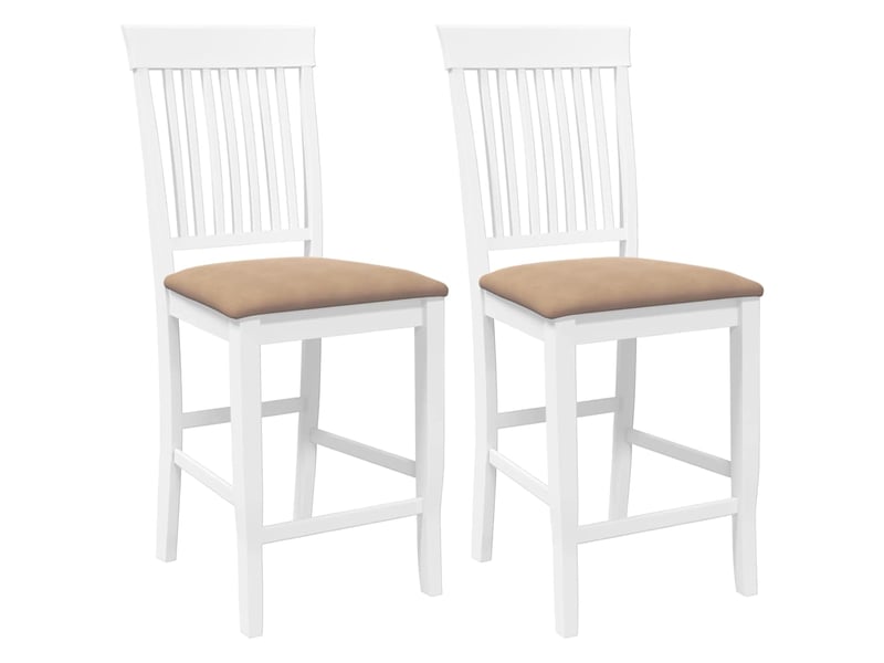  Lot de 2 tabouret de bar avec coussins en bois massif blanc et caoutchouc shl72679  - Conforama A
