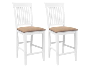 Lot de 2 tabouret de bar avec coussins en bois massif blanc et caoutchouc shl72679