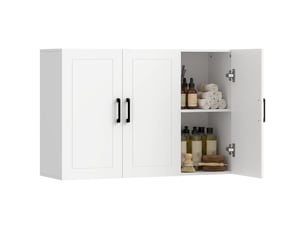 Armoire murale de salle de bain en mdf blanc, 3 portes, 90 x 30 x 60 cm