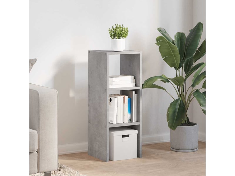  Bibliothèque, meuble de rangement salon empilable gris béton 30x30x80 cm bois d'ingénierie  - Conforama C