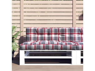 Lot de 2 coussins de palette, coussins de canapé motif à carreaux rouge tissu cf59553