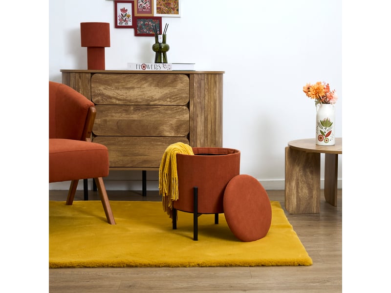 Lot de 4 poufs - home deco factory - cotelet jules - rangement - orange  - Conforama D