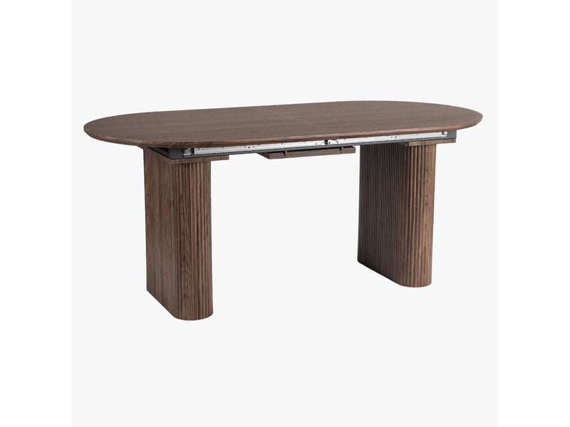  Table à manger ovale extensible couleur bois foncé 180-220 cm  - Conforama E