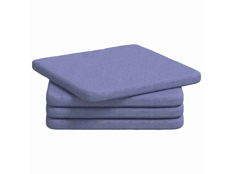  Lot de 4 coussins de siège, coussins décoratifs tissu bleu denim 40 x 40 x 3 cm cf59957  - Conforama A