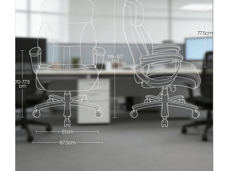  Chaise de bureau noire en cuir régénéré, appuie-tête réglable et soutien lombaire, capacité 150 kg  - Conforama C