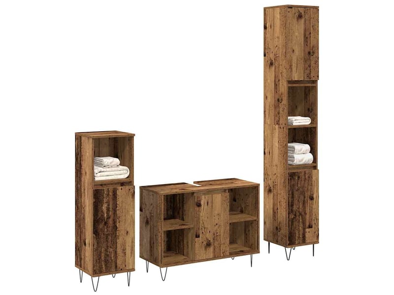 Ensemble de mobilier de salle de bain 3 pc bois ancien cf64256 - Conforama A
