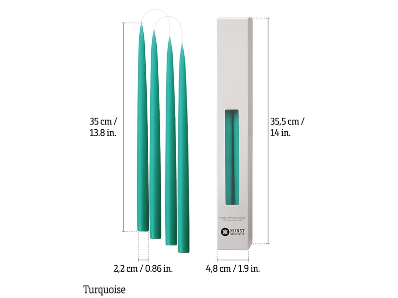  Lot de 4 bougies coniques, fabriquées au danemark, 42 couleurs disponibles, sans gouttes et sans fumée, bougies de table longue durée de combustion de 15 heures, bougies non parfumées  - Conforama C