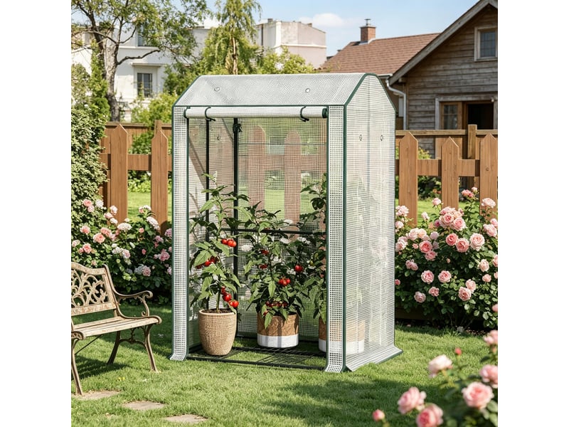  Serre de jardin durable avec porte frontale zippée enroulable, balcon et patio  - Conforama B